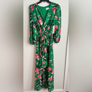 Eliza J Floral Midi Dress | Faux Wrap Wedding Guest Easter Spring Dress Size 10